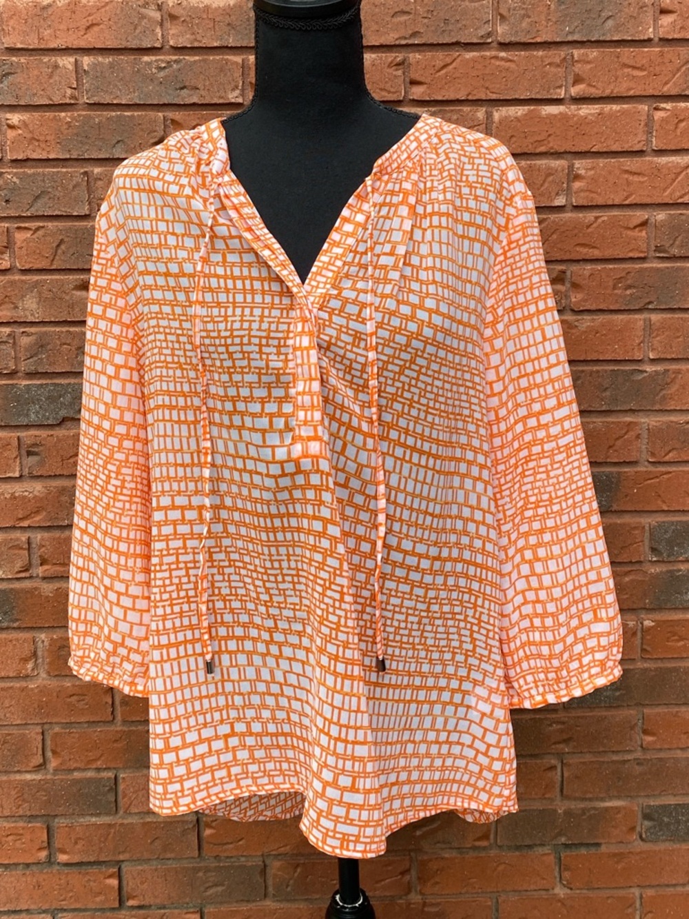 Sheer Orange Printed Tunic Coverup Lightweight Tunic XL